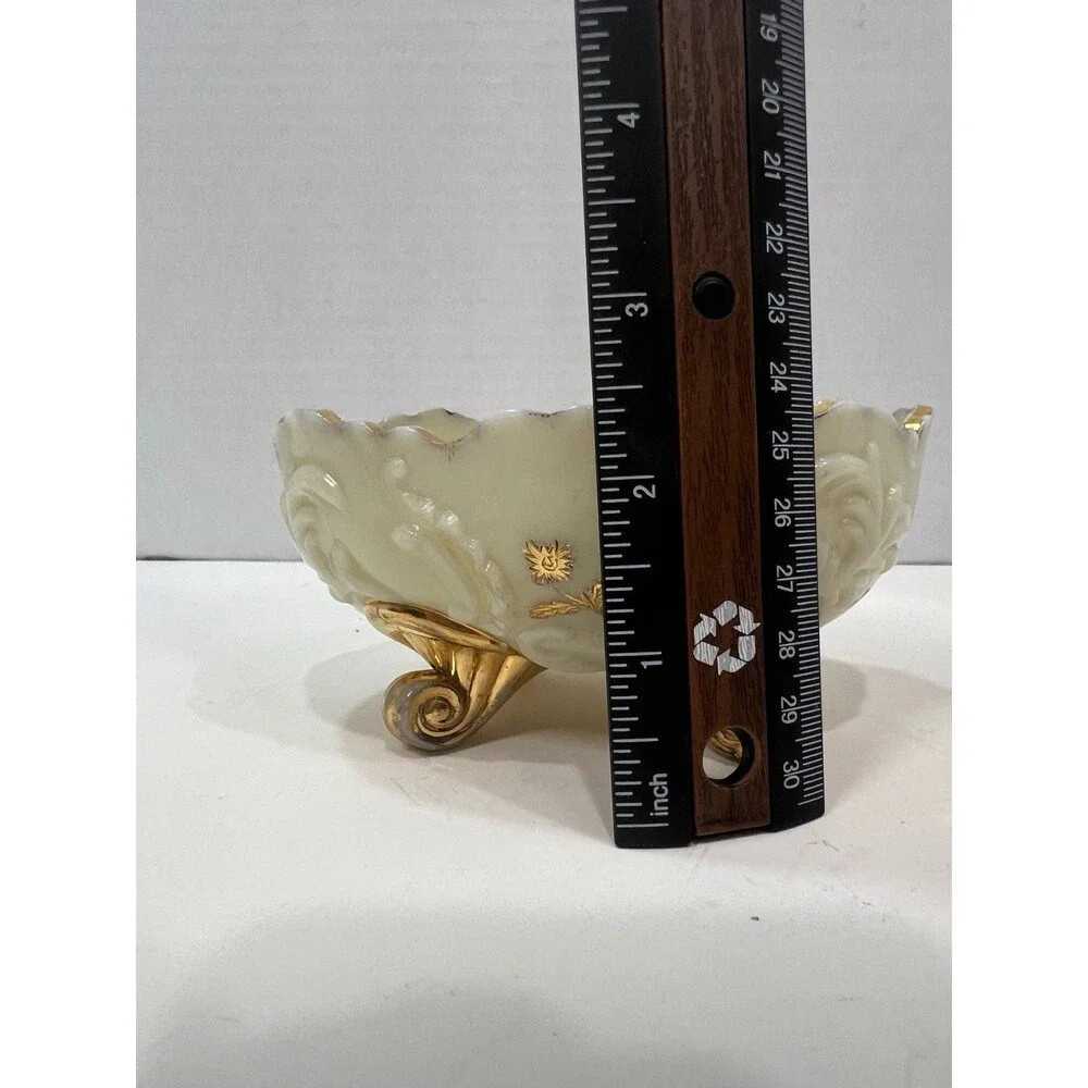 Antique Northwood Louis XV Custard Glass Footed Berry/Nut Bowl, 1898-1899 Gilded